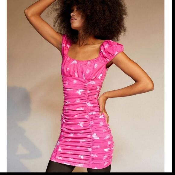Urban Outfitters Butterfly Brenan Ruched mini dress NWT - Picture 7 of 11